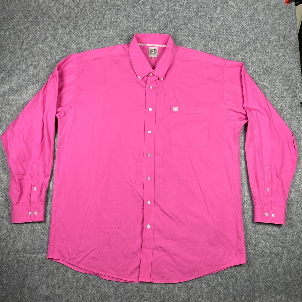 Cinch Shirt Mens XL Pink Long Sleeve Western Button Down Ranch Cowboy